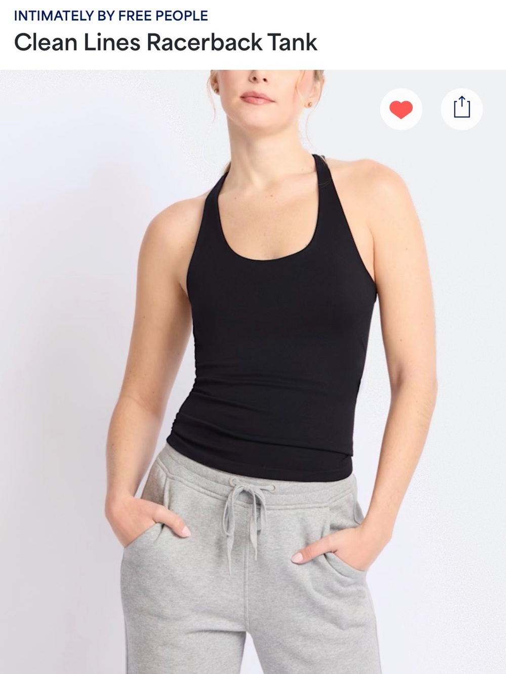 Free People Black Clean Lines Racerback Tank
